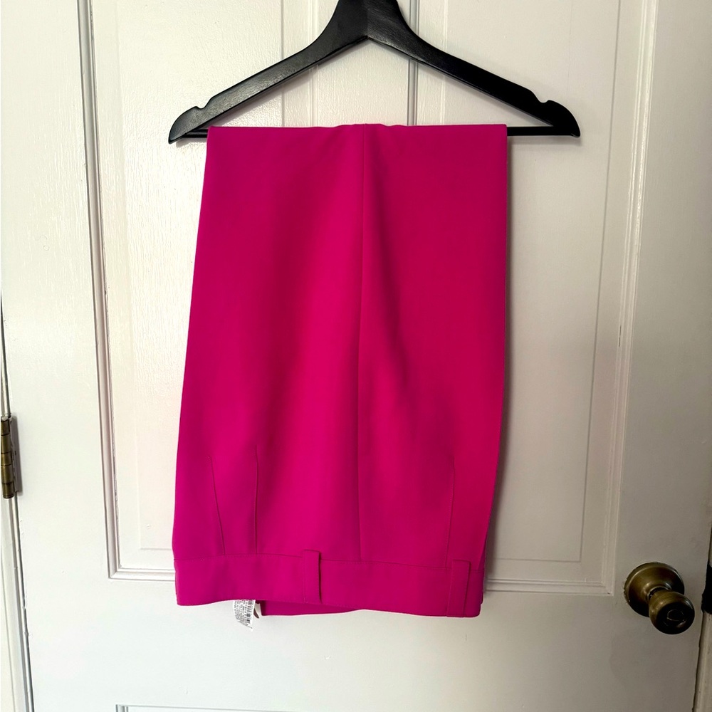 High waisted fuchsia straight leg pants